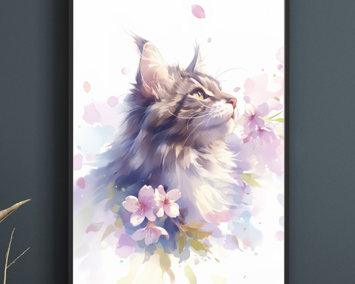 桜猫戯舞 - ノルウェージャンフォレストキャット No.3】桜・花見