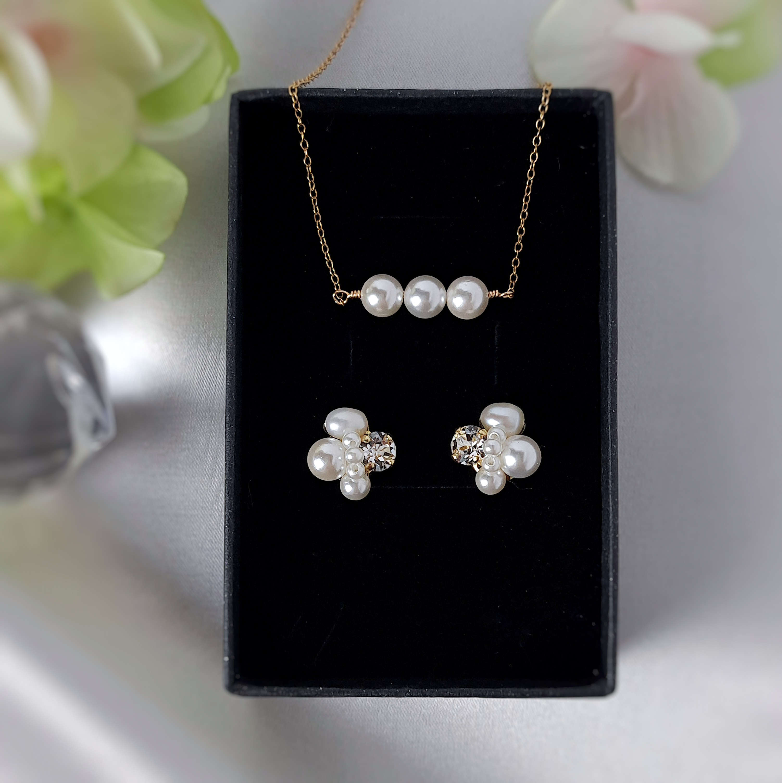 送料無料!!　卒業式入学式～普段使いまで活躍◎【お得セット】シェル＆淡水パールとヨーロッパクリスタルSET