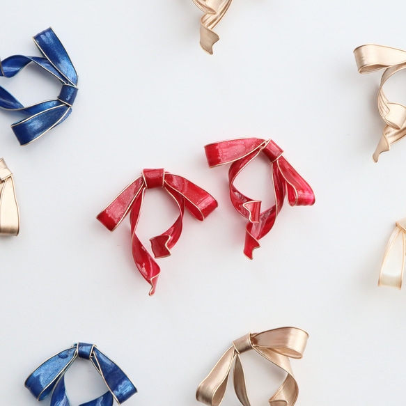 〈カラーが選べる〉たれりぼんピアス/イヤリング 4枚目の画像