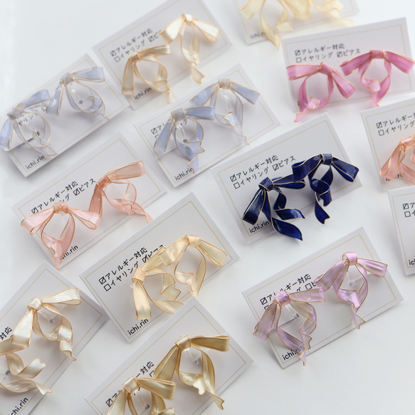 〈カラーが選べる〉たれりぼんピアス/イヤリング 3枚目の画像