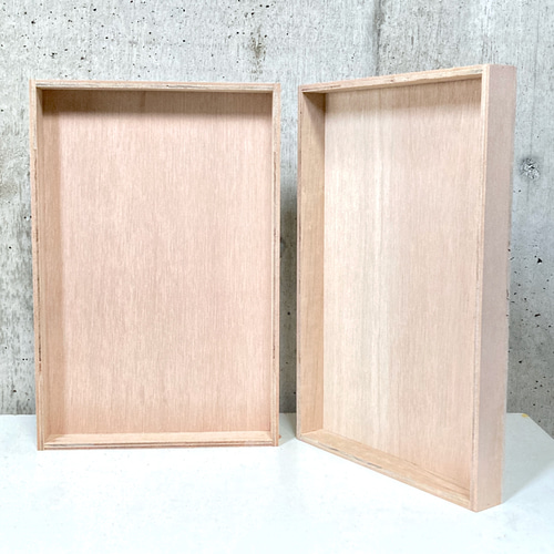 木箱ディスプレイ 薄型木箱2箱/長48/普通合板〈上質材〉 折りコン