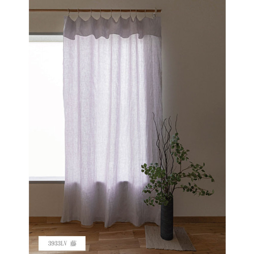 爽やかな梨地リネンのクリップ留めカーテン（Lサイズ 130×230cm