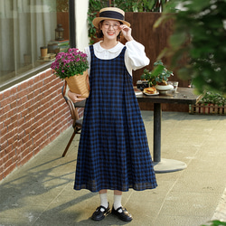 D&G チェック柄 ノースリーブ ワンピース ノースリーブフレアワンピース 綿チェック | OPノースリーブ