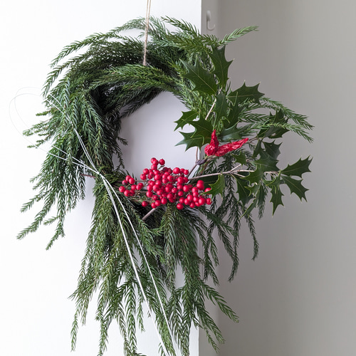 214.節分飾りグリーン和飾りフラワーリース