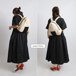 ⁂冬ＳＡＬＥ　さんかくリュック 生成りデニム　おにぎり　牛革レザー　ポケット付き 　小ぶりリュックP68 16枚目の画像