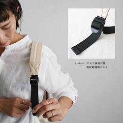 ⁂冬ＳＡＬＥ　さんかくリュック 生成りデニム　おにぎり　牛革レザー　ポケット付き 　小ぶりリュックP68 8枚目の画像