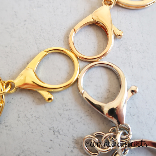 5個【チェーン・キーホルダー金具・カニカン】全長68mm KC ゴールド
