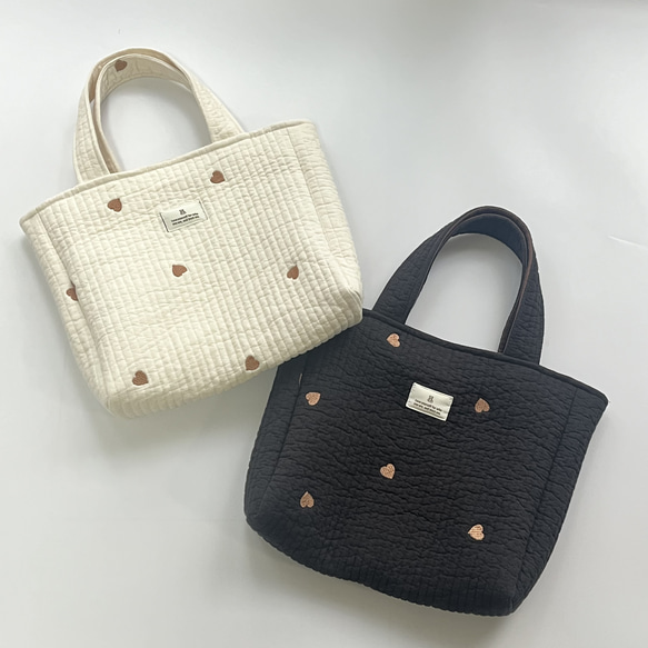 ハート刺繍ヌビバッグ　Sサイズ 2枚目の画像