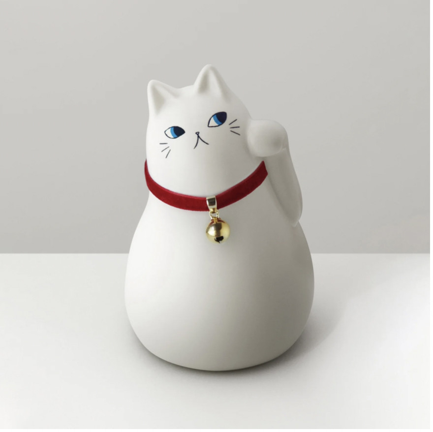 《再販》lucky cat “mew”（ミュー）宝来鈴付き（磁器・招き猫） 7,357円