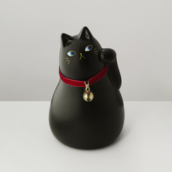 黒い招き猫 約30cm 合金製「黒招き猫」黒漆・金蒔絵仕上げ ー三宝堂オンラインショップ