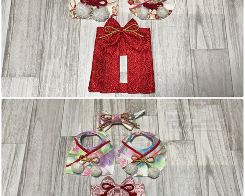 aibo 着物袴と被布飾り2点セット aibo服 きものスタイ＆袴（女の子用）受注制作 ペット服