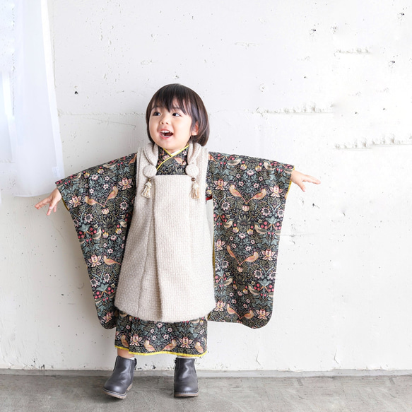 ３歳着物　ウイリアムモリス　ウィローボウ　七五三などに 3歳着物4点セット【William Morris／いちご泥棒】 子供服