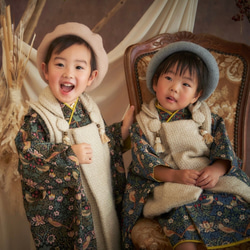 3歳着物4点セット【William Morris／いちご泥棒】 2枚目の画像