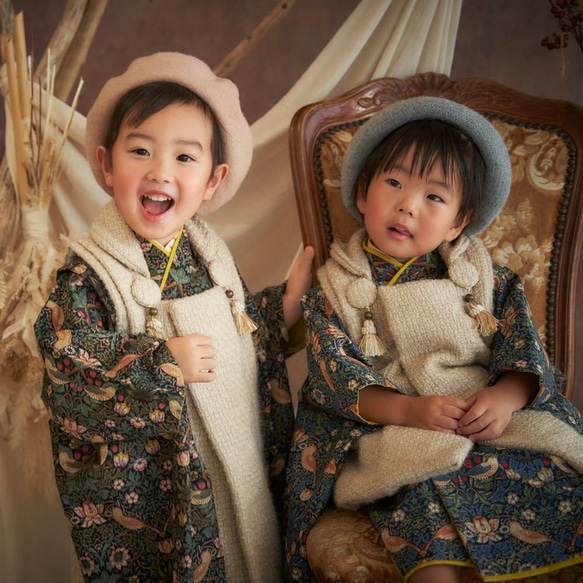 3歳着物4点セット【William Morris／いちご泥棒】 2枚目の画像