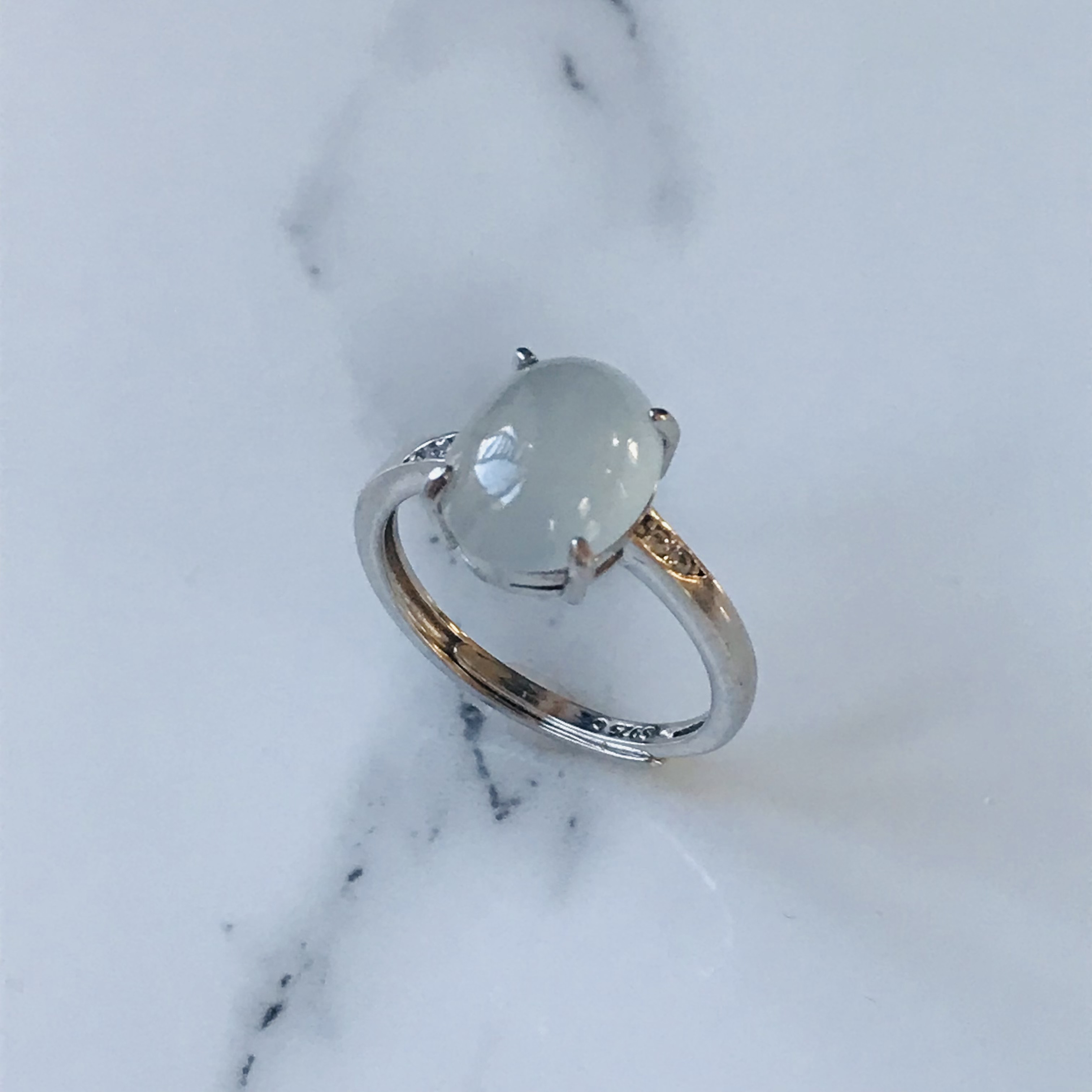 [R150-001］ ジェイド　JADE ヒスイ　本翡翠　くりぬき　リング　天然石　ミャンマー産　指輪　sv925