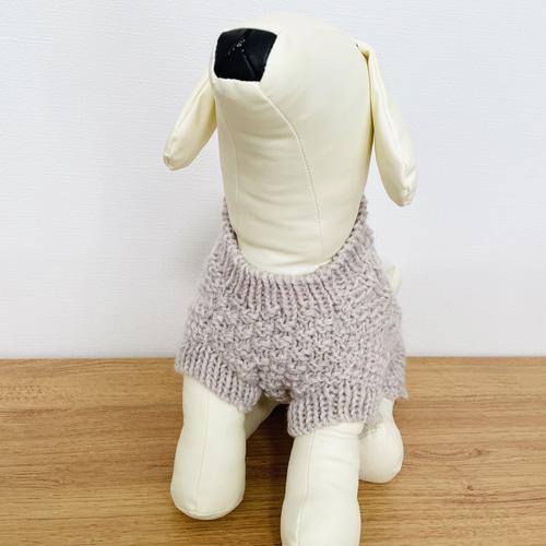 犬用アラン編みセーター♢﻿ダイヤ模様＋命の木♢﻿サンドベージュ