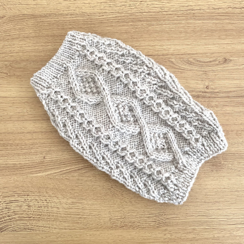 犬用アラン編みセーター♢﻿ダイヤ模様＋命の木♢﻿サンドベージュ