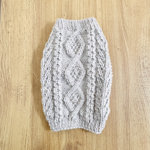 犬用アラン編みセーター♢﻿ダイヤ模様＋命の木♢﻿サンドベージュ