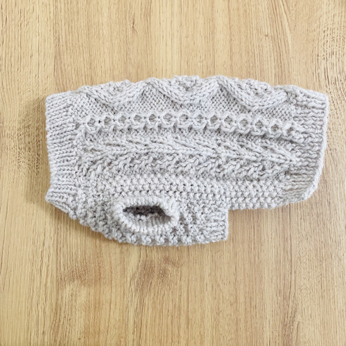 犬用アラン編みセーター♢﻿ダイヤ模様＋命の木♢﻿サンドベージュ