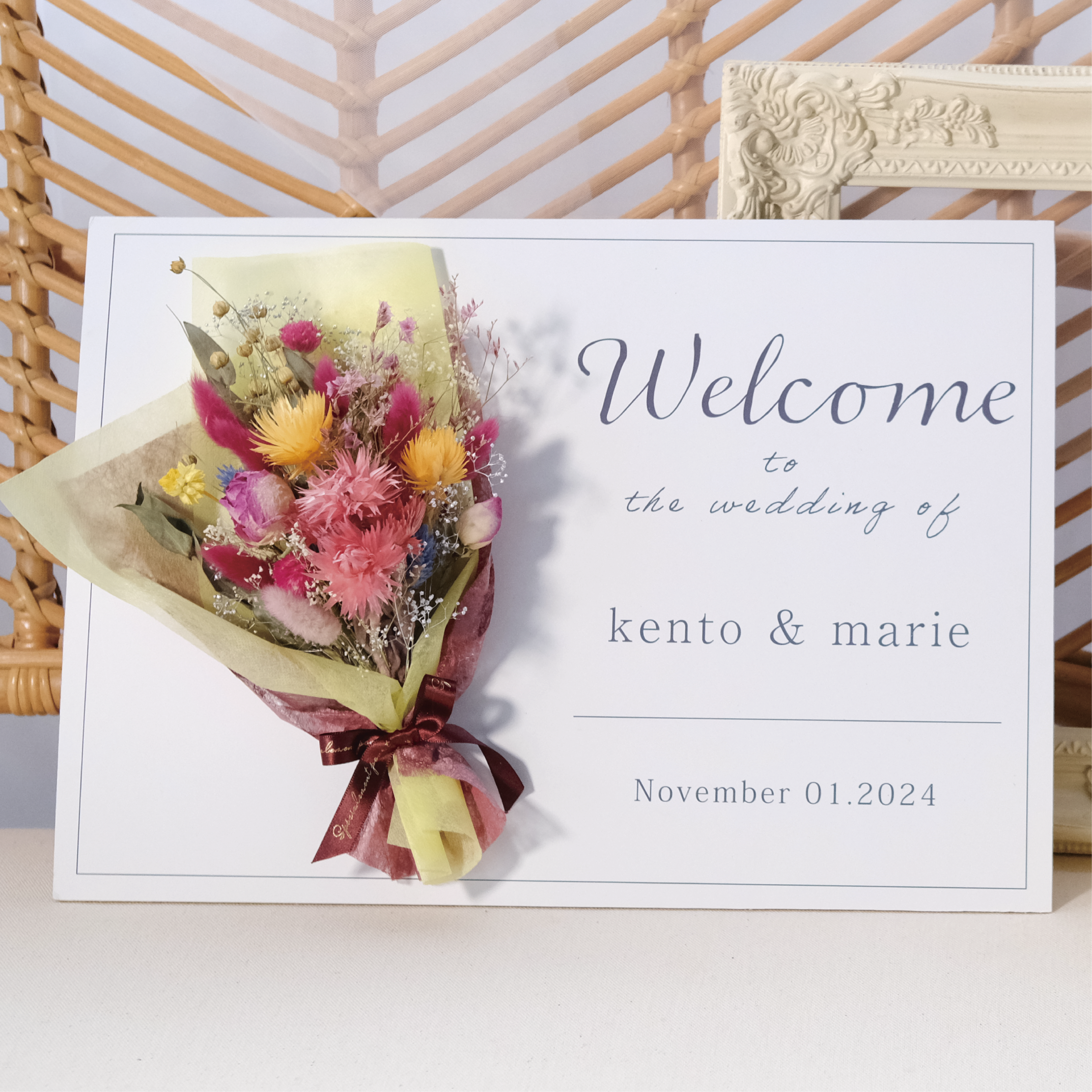✽.｡.:*ブーケ付きウェルカムボード*:.｡.❁