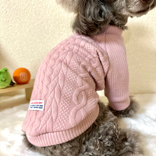 犬服☆ケーブル模様のラグランカットソー☆ トイプードル