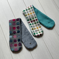 クリスマス特価●まるでカイロ●24時間つけたいネックウォーマーマフラー　カラフルドット　お子様から女性ボタンワンタッチ 4枚目の画像