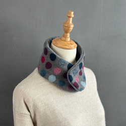 クリスマス特価●まるでカイロ●24時間つけたいネックウォーマーマフラー　カラフルドット　お子様から女性ボタンワンタッチ 10枚目の画像