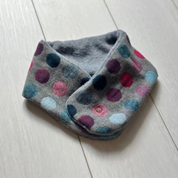 クリスマス特価●まるでカイロ●24時間つけたいネックウォーマーマフラー　カラフルドット　お子様から女性ボタンワンタッチ 8枚目の画像