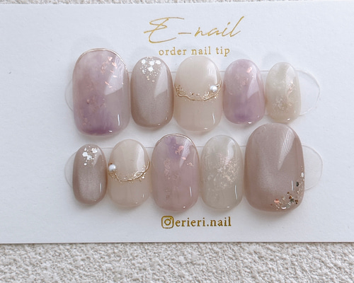 パープルグレーニュアンスマグネットネイル 冬 前撮り ブライダル