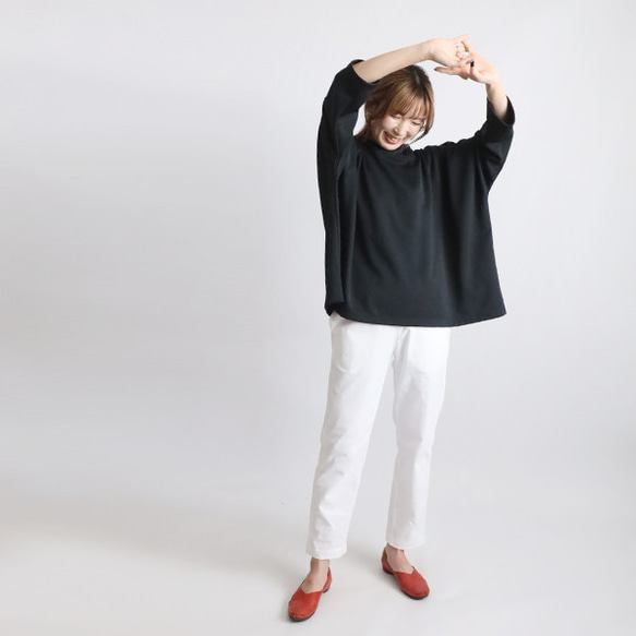 ＊ラスト４　最終ＳＡＬＥ　ジャージ伸縮ストレッチ生地　プルオーバー ゆったりワイド フーディー パーカー黒H51C 16枚目の画像