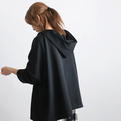 ＊ラスト４　最終ＳＡＬＥ　ジャージ伸縮ストレッチ生地　プルオーバー ゆったりワイド フーディー パーカー黒H51C 18枚目の画像