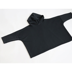 ＊ラスト４　最終ＳＡＬＥ　ジャージ伸縮ストレッチ生地　プルオーバー ゆったりワイド フーディー パーカー黒H51C 10枚目の画像