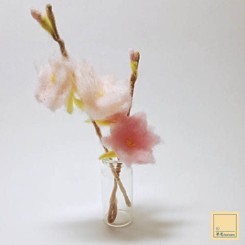 羊毛フェルトの桃の花：桃の節句・ひなまつり☆桃の花2種類☆【受注