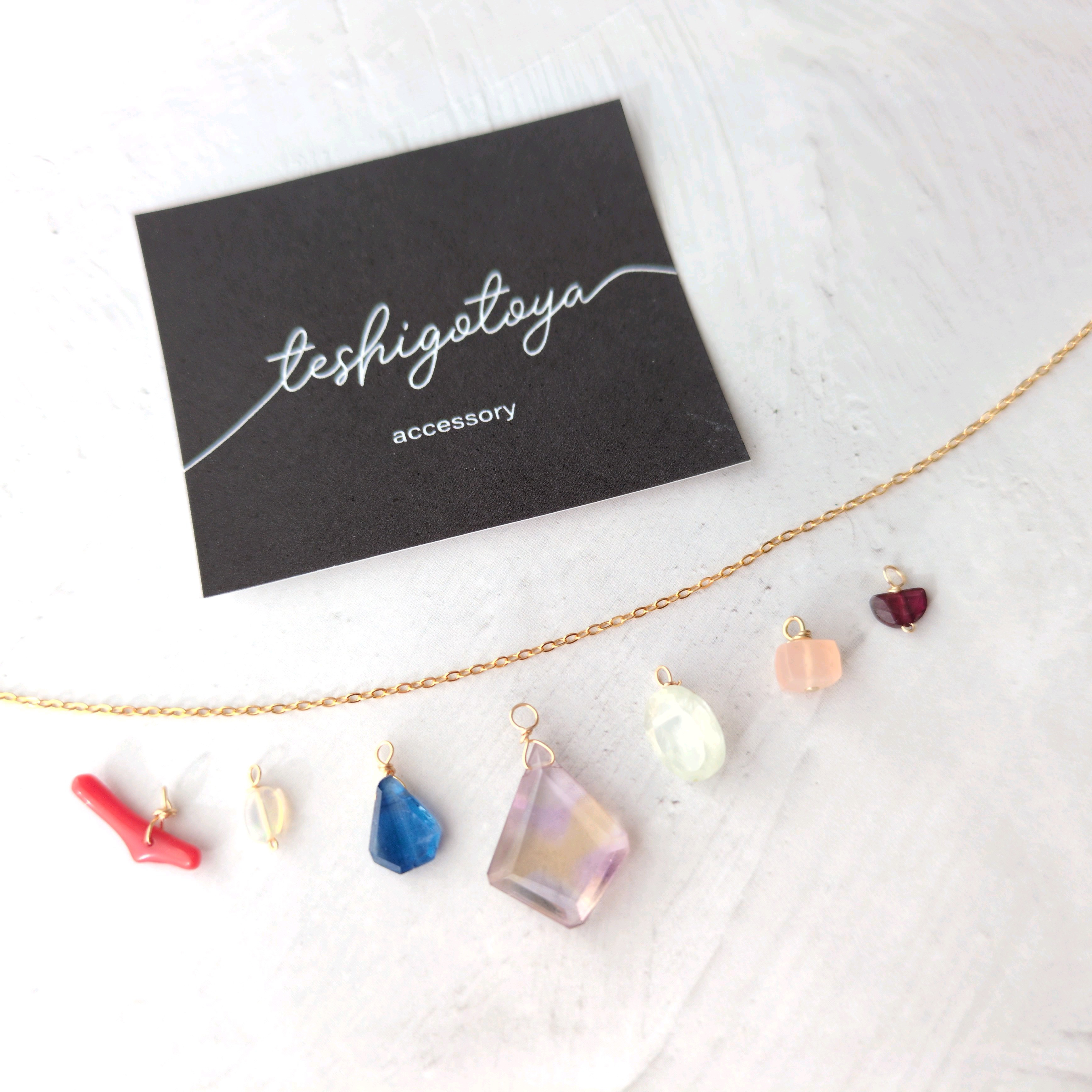 新春福袋 天然石チャーム7点セット ネックレス【アメトリン】