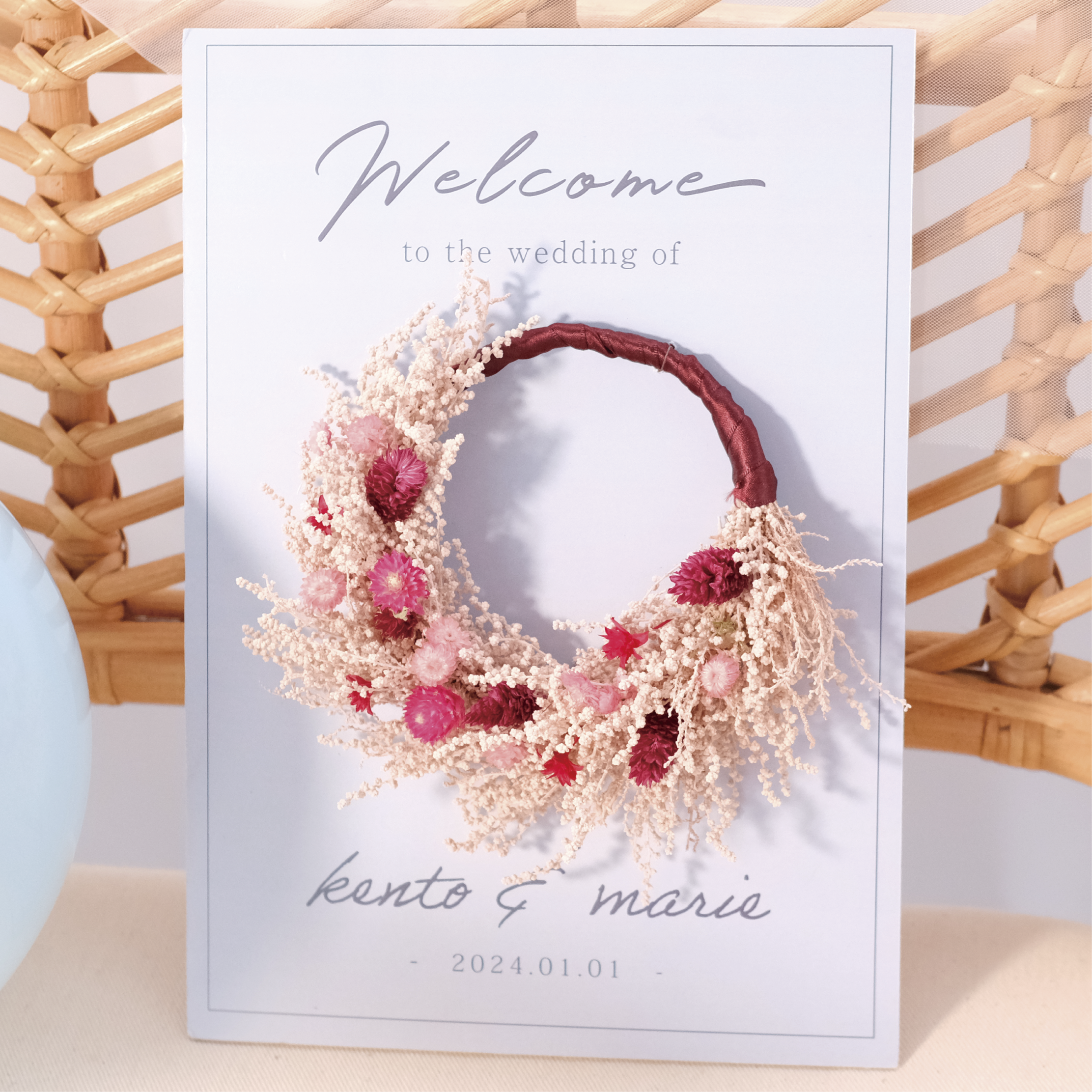 ✽.｡.:*リース付きフラワーウェルカムボード*:.｡.❁