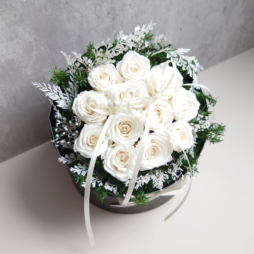 new!!❀DozenRoseリングピロー【プリザーブドフラワー】AntiqueWhite