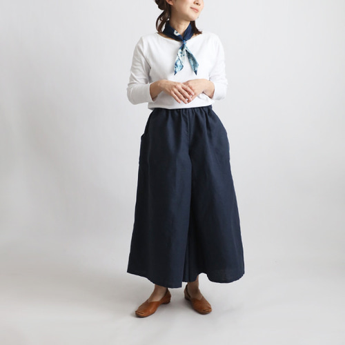 最終SALE 80cm リネン麻コットン 股下タック入袴はかまパンツ
