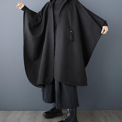 大きいサイズ コート　アウター　レディース 秋冬　フード　春 ポンチョ 長袖 5枚目の画像