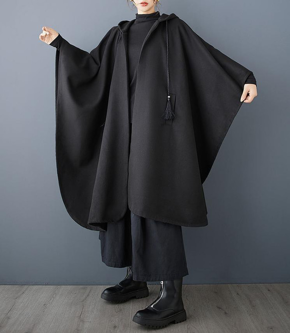 大きいサイズ コート　アウター　レディース 秋冬　フード　春 ポンチョ 長袖 5枚目の画像