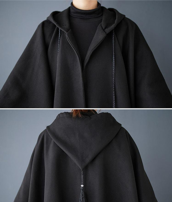 大きいサイズ コート　アウター　レディース 秋冬　フード　春 ポンチョ 長袖 8枚目の画像