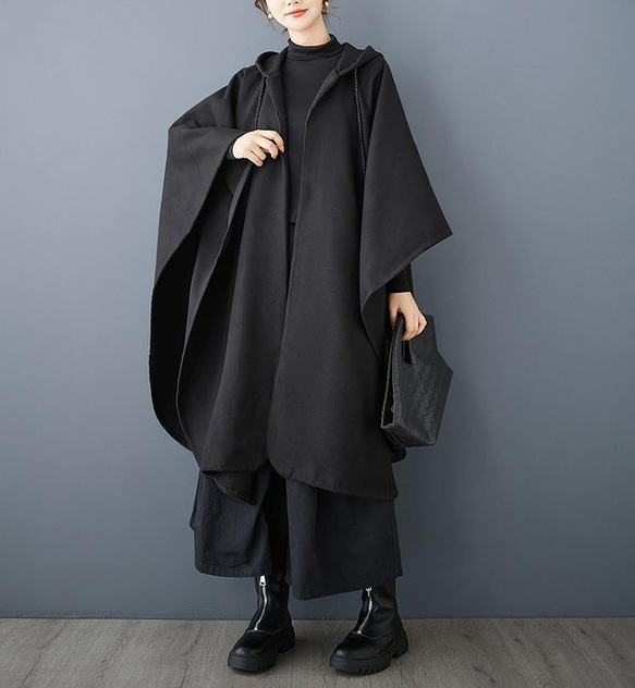 大きいサイズ コート　アウター　レディース 秋冬　フード　春 ポンチョ 長袖 4枚目の画像