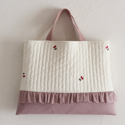 レッスンバッグ 上履き入れ　給食袋　ヌビ　ハート刺繍 受注製作】入園入学2025 ヌビ生地 ハート レッスンバッグ&上履き入れの