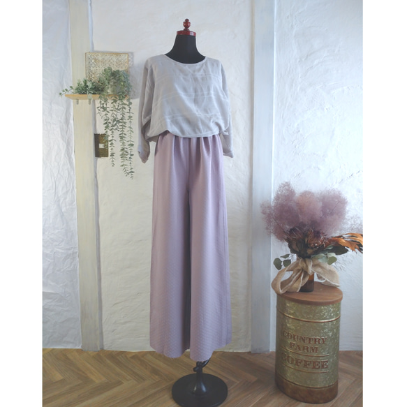 繊細さんのためのシルクパンツ　パープル 1枚目の画像