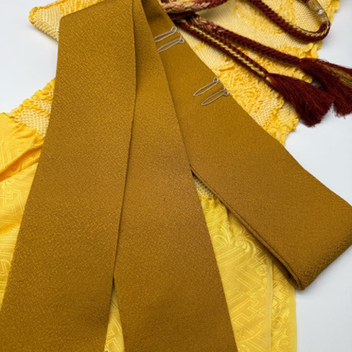 振袖】6445正絹総絞り帯揚げ＆ハンドメイド重ね衿 帯締めセット 振袖