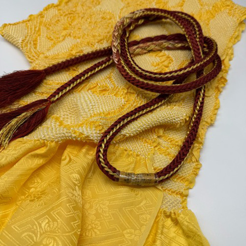 振袖】6445正絹総絞り帯揚げ＆ハンドメイド重ね衿 帯締めセット 振袖