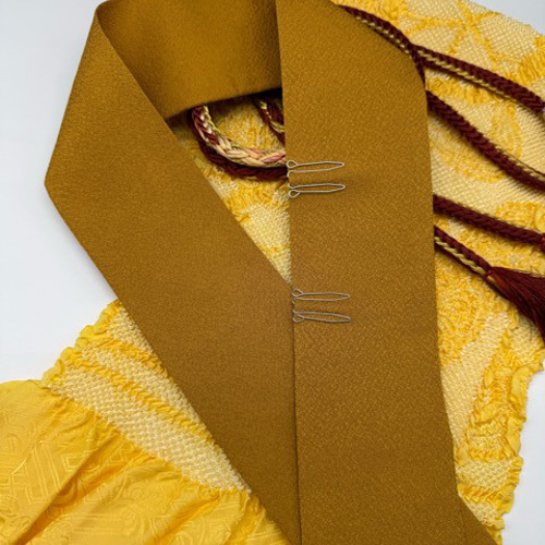 振袖】6445正絹総絞り帯揚げ＆ハンドメイド重ね衿 帯締めセット 振袖