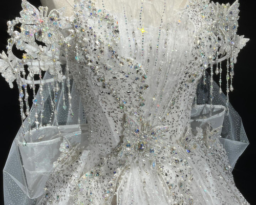 韓国 パーティドレス ボリューム チュール 編み上げ ボリュームソフトチュールドレス 結婚式 パーティードレス