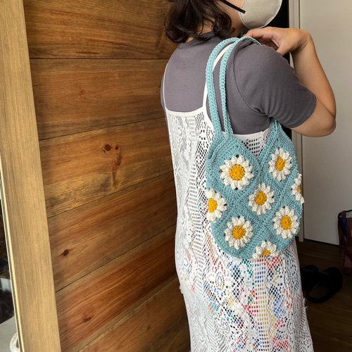 モチーフバッグ かぎ針編み コットン 花柄 トートバッグ +.pomme 通販