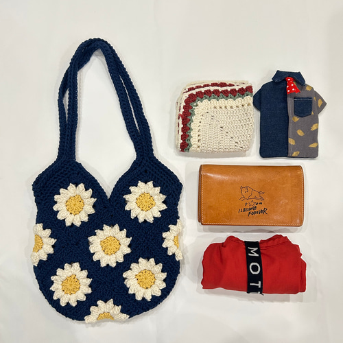 モチーフバッグ かぎ針編み コットン 花柄 トートバッグ +.pomme 通販