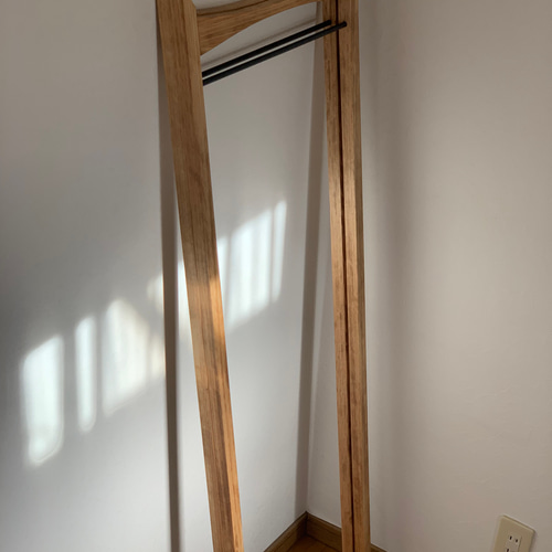 無垢ひのき材】木とアイアンのスタイルハンガーラック ミッド